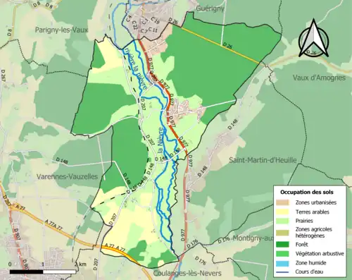 Carte en couleurs présentant l'occupation des sols.