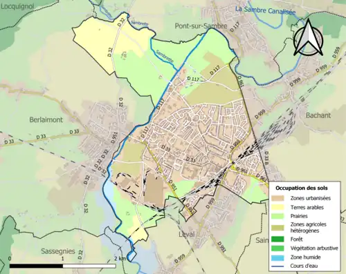 Carte en couleurs présentant l'occupation des sols.