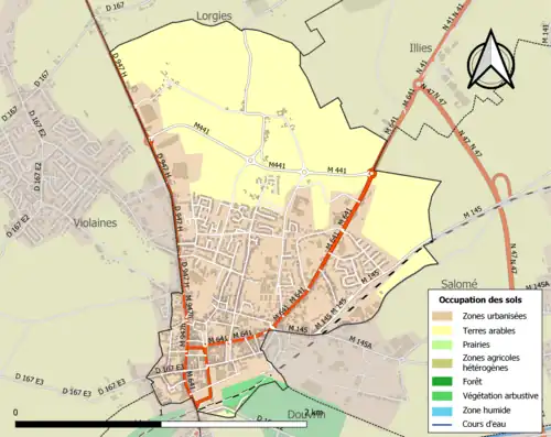 Carte en couleurs présentant l'occupation des sols.