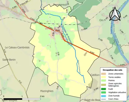 Carte en couleurs présentant l'occupation des sols.
