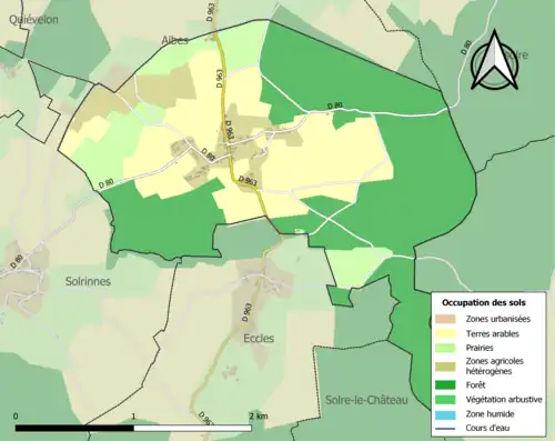 Carte en couleurs présentant l'occupation des sols.
