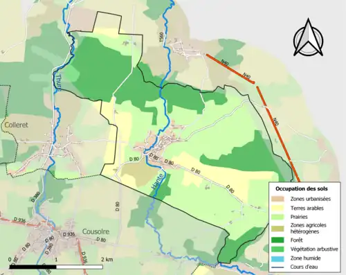 Carte en couleurs présentant l'occupation des sols.