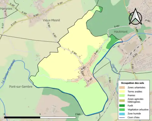 Carte en couleurs présentant l'occupation des sols.