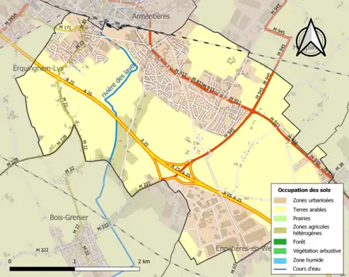 Carte en couleurs présentant l'occupation des sols.