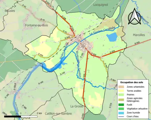 Carte en couleurs présentant l'occupation des sols.