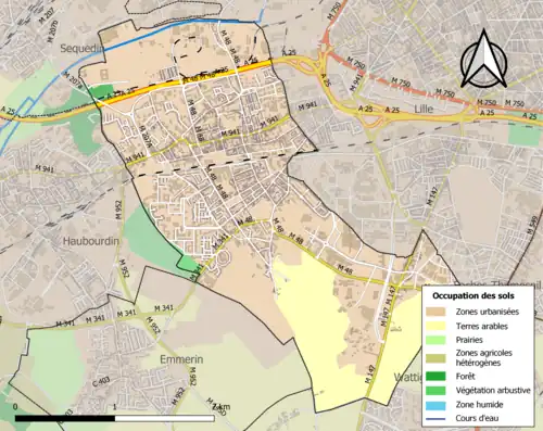 Carte en couleurs présentant l'occupation des sols.
