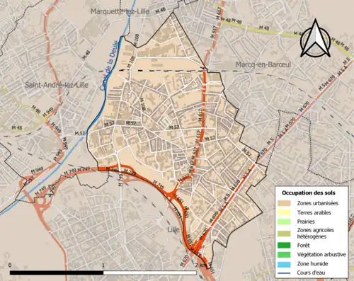 Carte en couleurs présentant l'occupation des sols.