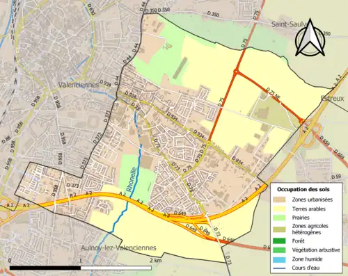 Carte en couleurs présentant l'occupation des sols.