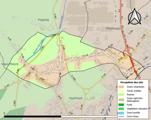 Carte en couleurs présentant l'occupation des sols.