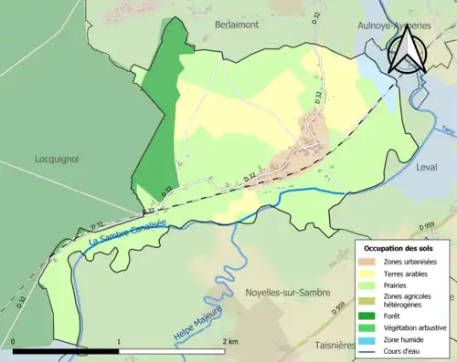 Carte en couleurs présentant l'occupation des sols.
