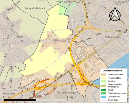 Carte en couleurs présentant l'occupation des sols.