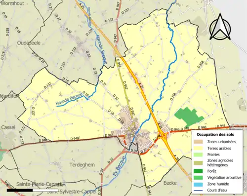 Carte en couleurs présentant l'occupation des sols.