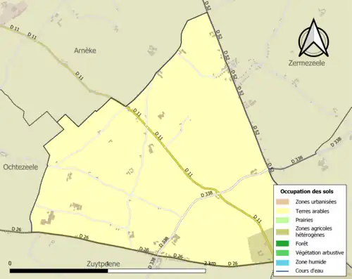Carte en couleurs présentant l'occupation des sols.