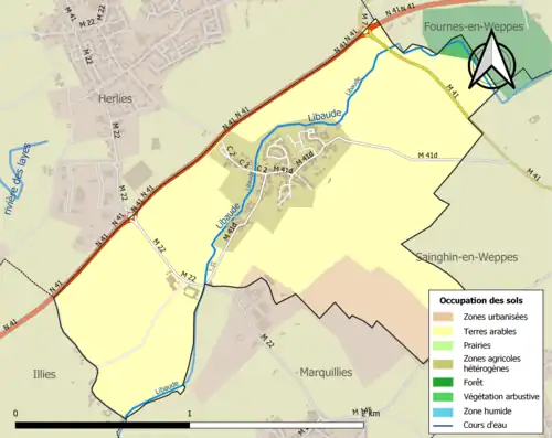 Carte en couleurs présentant l'occupation des sols.