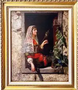 August Friedrich Schenck, Jeune portugaise a sa fenêtre, 1855-1860, collection particulière