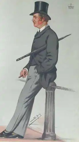 Le grand-père paternel de Blanche, 5e marquis de Waterford (1844-1895), caricature de Leslie Ward, Vanity Fair (1879).