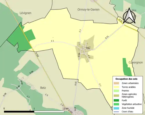Carte en couleurs présentant l'occupation des sols.