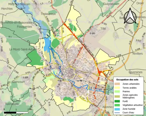 Carte en couleurs présentant l'occupation des sols.