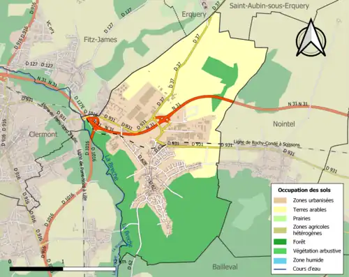 Carte en couleurs présentant l'occupation des sols.