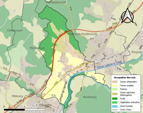 Carte en couleurs présentant l'occupation des sols.