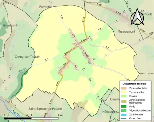 Carte en couleurs présentant l'occupation des sols.