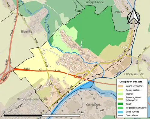Carte en couleurs présentant l'occupation des sols.