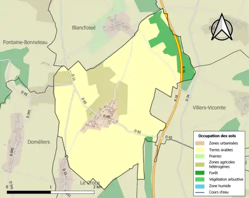 Carte en couleurs présentant l'occupation des sols.