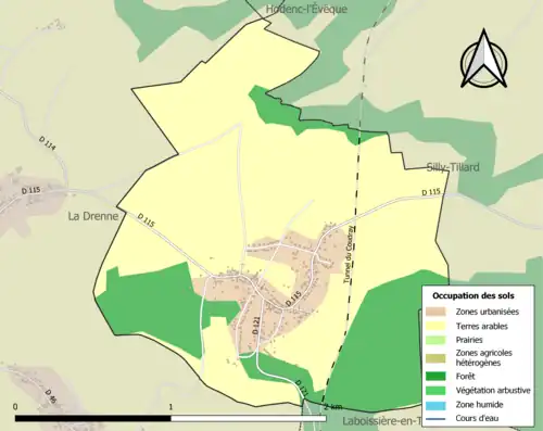 Carte en couleurs présentant l'occupation des sols.