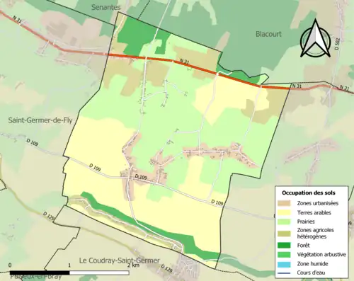 Carte en couleurs présentant l'occupation des sols.