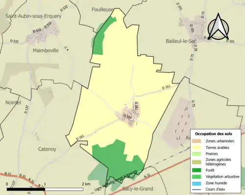 Carte en couleurs présentant l'occupation des sols.