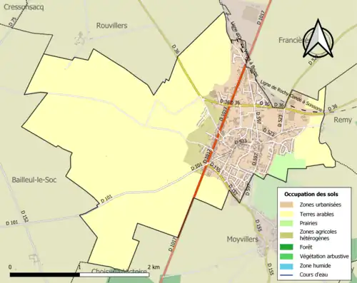 Carte en couleurs présentant l'occupation des sols.