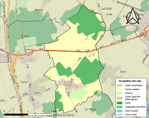 Carte en couleurs présentant l'occupation des sols.