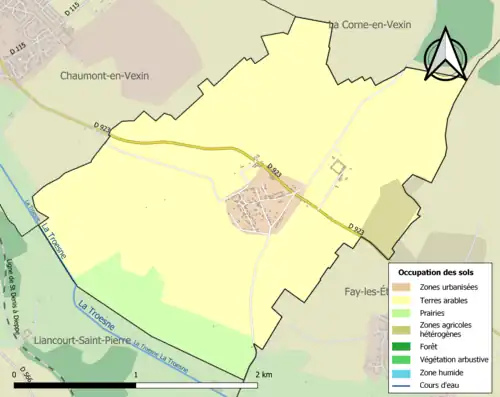 Carte en couleurs présentant l'occupation des sols.