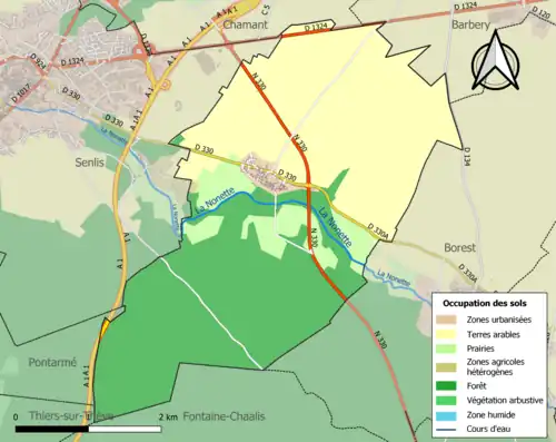 Carte en couleurs présentant l'occupation des sols.