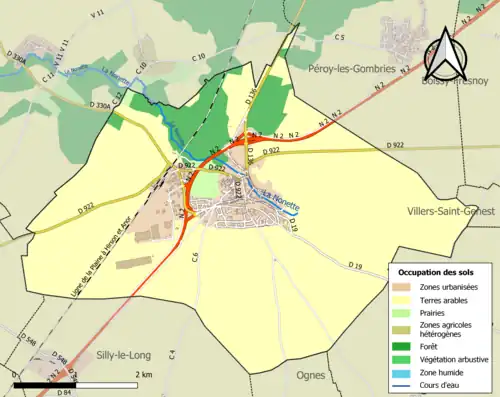 Carte en couleurs présentant l'occupation des sols.