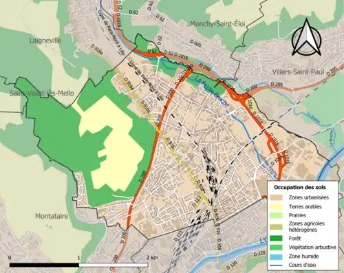 Carte en couleurs présentant l'occupation des sols.