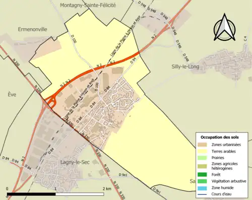 Carte en couleurs présentant l'occupation des sols.