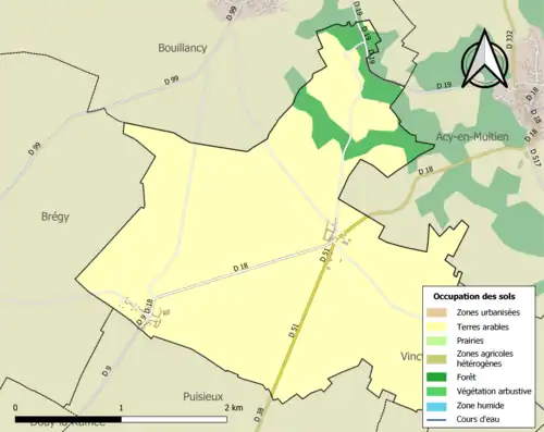 Carte en couleurs présentant l'occupation des sols.