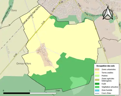 Carte en couleurs présentant l'occupation des sols.