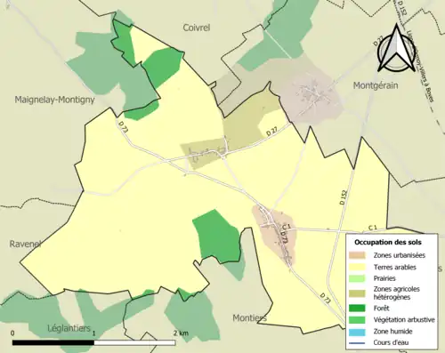 Carte en couleurs présentant l'occupation des sols.