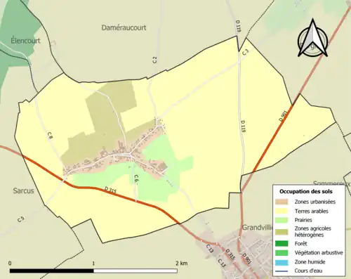Carte en couleurs présentant l'occupation des sols.
