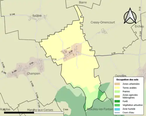 Carte en couleurs présentant l'occupation des sols.