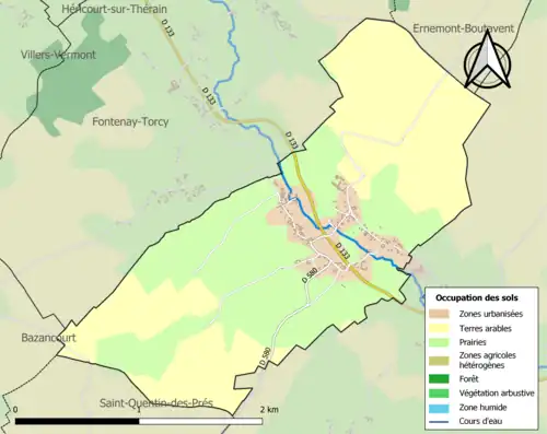 Carte en couleurs présentant l'occupation des sols.