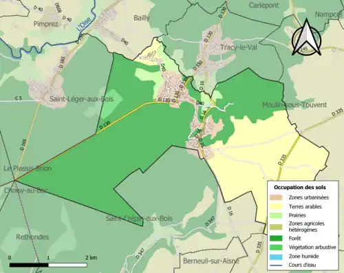 Carte en couleurs présentant l'occupation des sols.