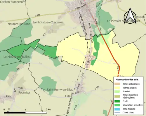 Carte en couleurs présentant l'occupation des sols.