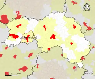 Localisation de l'aire d'attraction de la Ferté Macé dans le département de l'Orne.