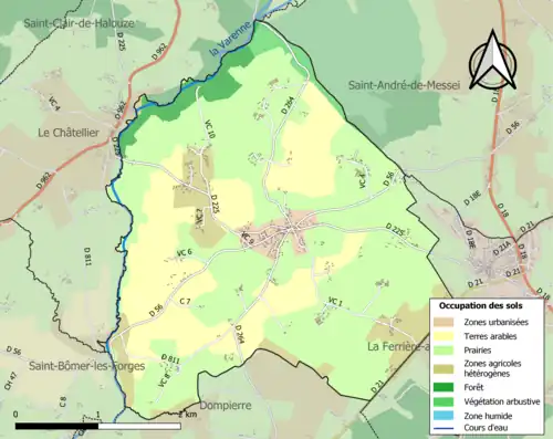 Carte en couleurs présentant l'occupation des sols.