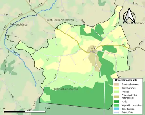 Carte en couleurs présentant l'occupation des sols.