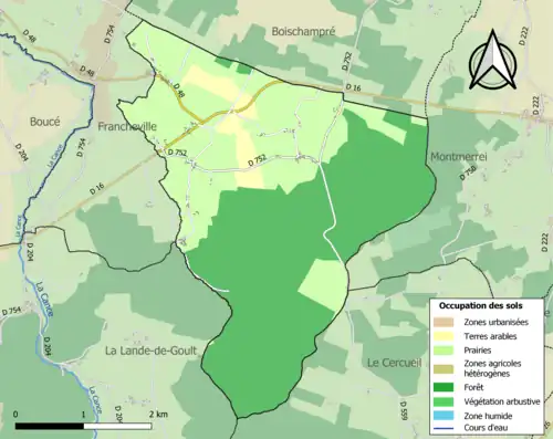 Carte en couleurs présentant l'occupation des sols.