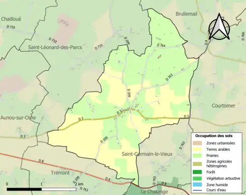 Carte en couleurs présentant l'occupation des sols.